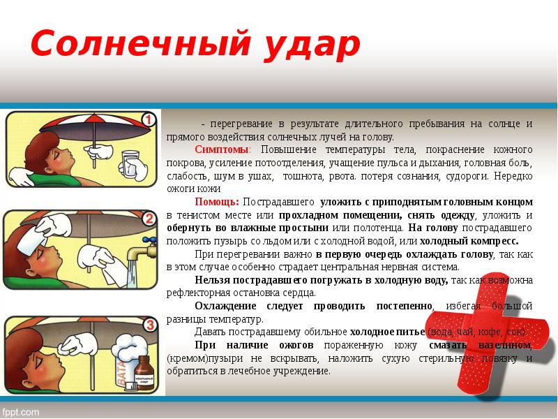 Солнечный и тепловой удар оказание первой помощи презентация