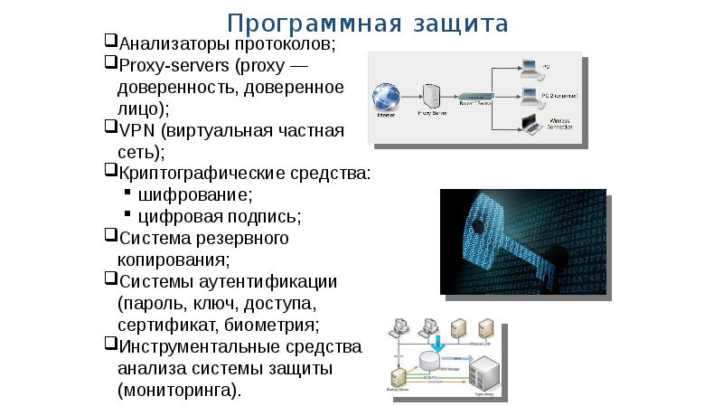 Виды программной защиты. Программная защита сервера. Информатика защита презентации. Виды анализаторов протоколов. Средства защиты анализаторов.