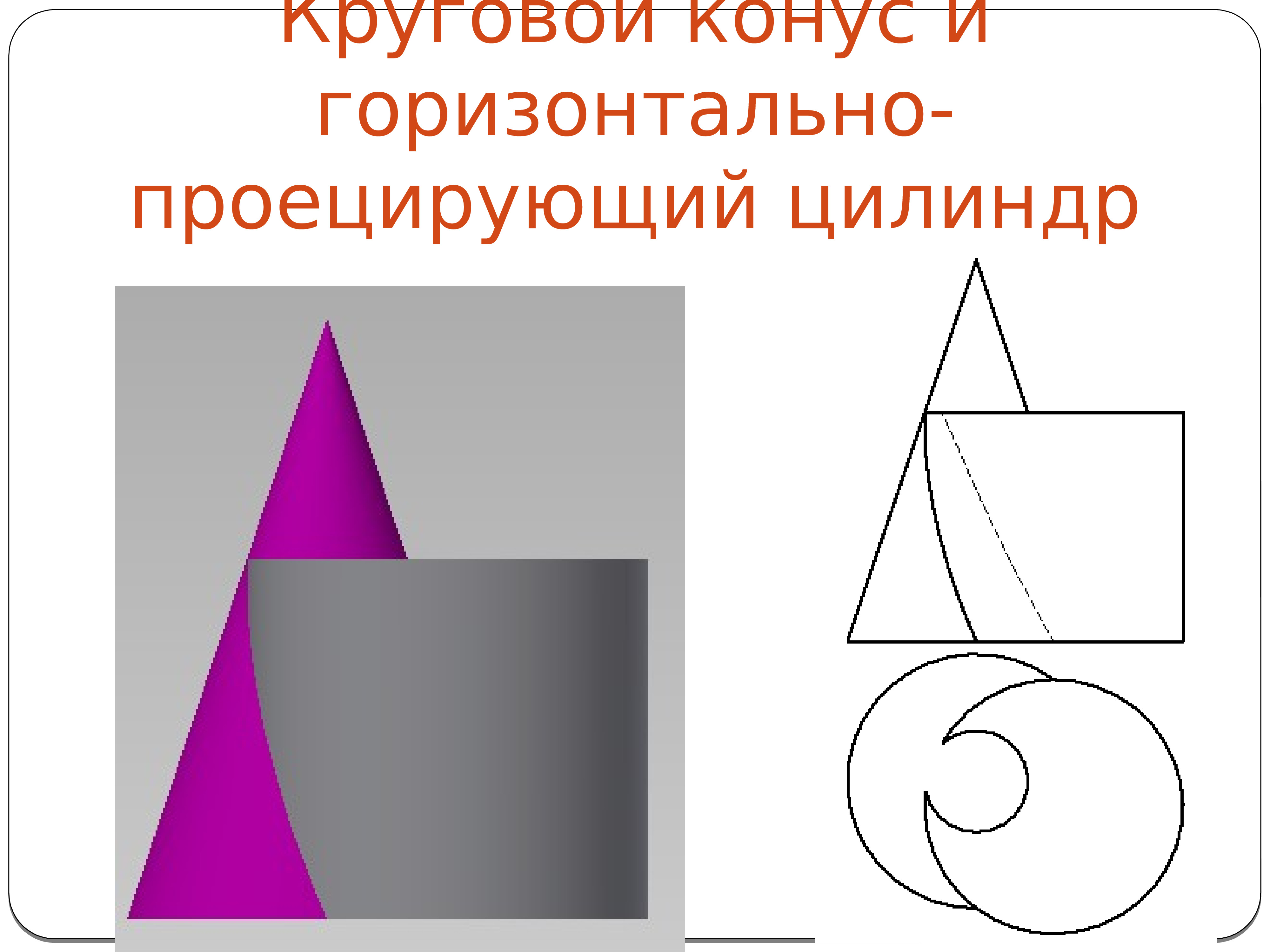 Круговой конус. Цилиндр и конус. Круговой конус в цилиндре. Горизонтальный конус. Показать способы построения плоскости..