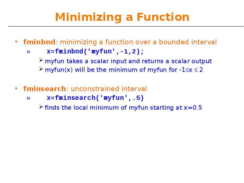Minimizing a Function