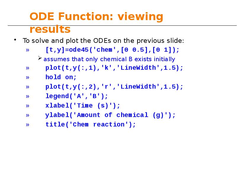 ODE Function: viewing results