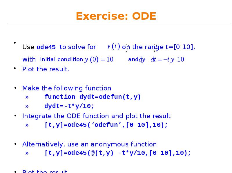 Exercise: ODE
