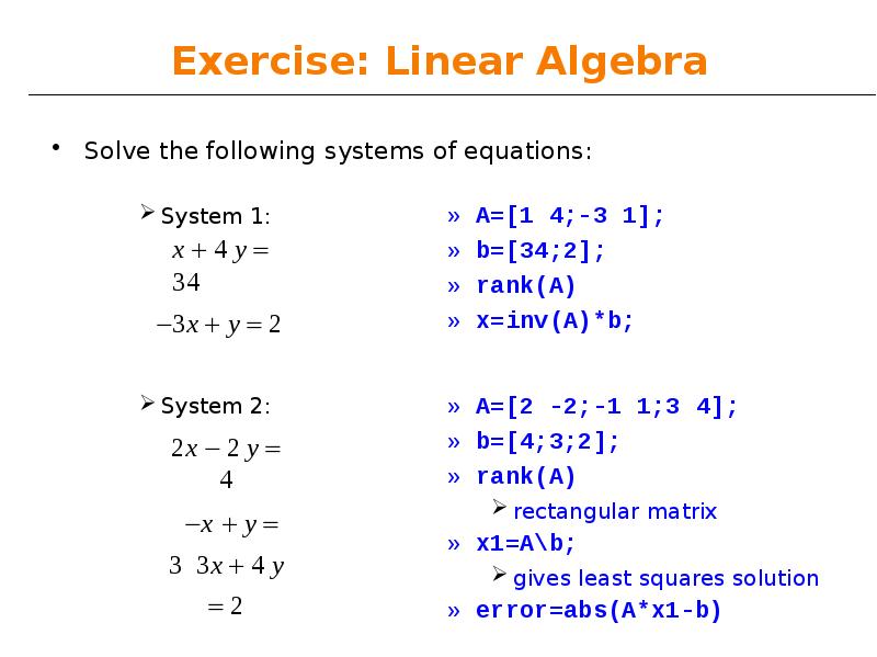 Exercise: Linear Algebra