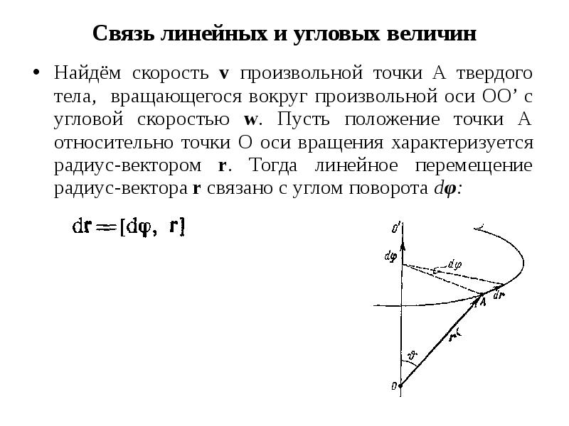 Формула связи линейной и угловой скорости