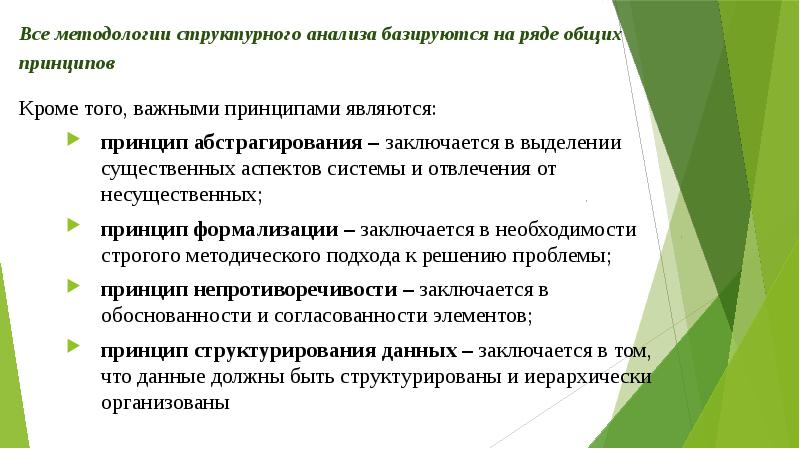 Кроме принцип. Основные принципы формализации. Принципы структурной методологии. Методологии структурного анализа. Системный анализ базируется на ряде общих принципов.