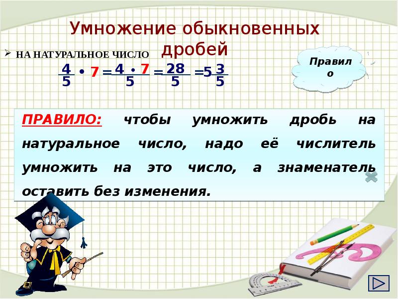 Презентация 5 класс умножение обыкновенной дроби на натуральное число 5