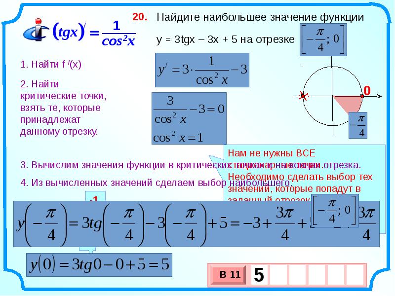 Нахождение наибольшего и наименьшего значения функции презентация