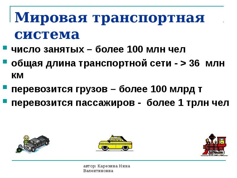 Мировая транспортная система презентация