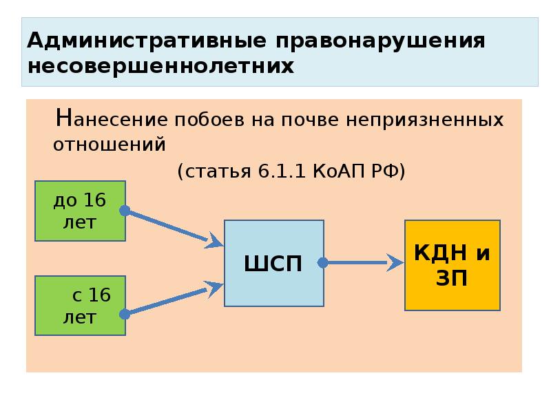 Административные правонарушения несовершеннолетних   Нанесение побоев на почве неприязненных отношений