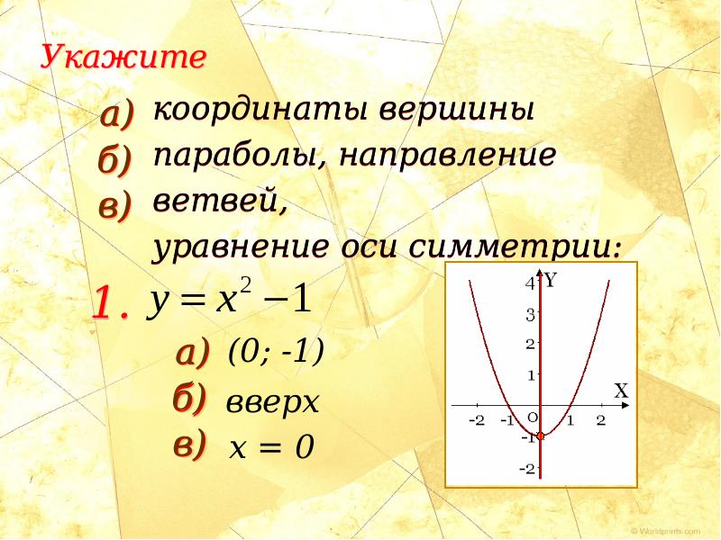 Симметрия параболы. Уравнение оси симметрии параболы. Ось симметрии параболы формула. Уравнение ОСТ параболы. Координаты оси симметрии параболы.