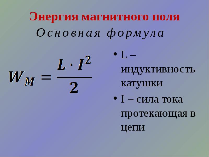 График энергии магнитного поля