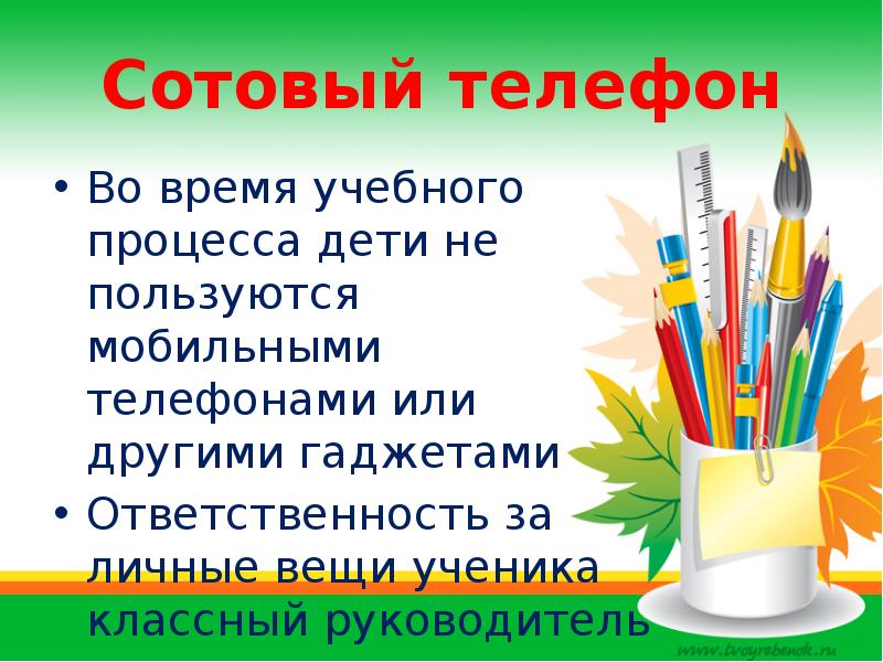 Инструктаж о запрете пользования мобильными телефонами во время учебного процесса