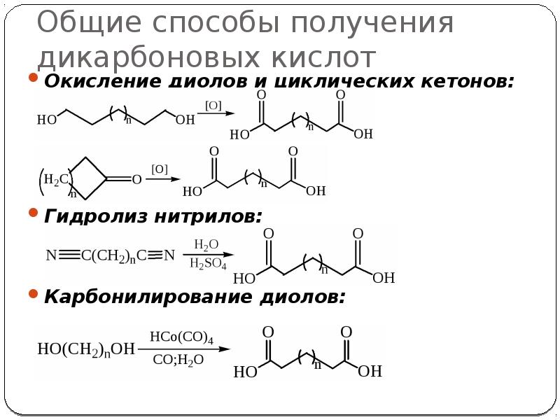 Способы получения кислот