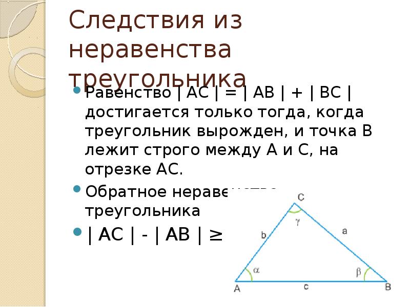 Неравенство треугольника чертеж