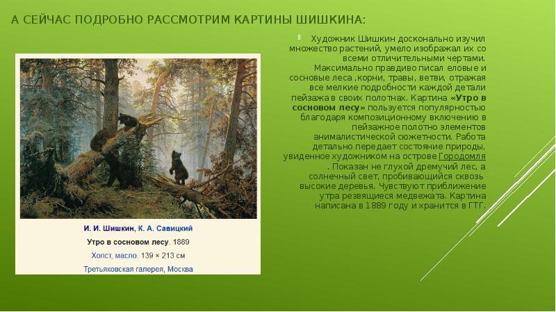 Рассмотри в картинной галерее учебника репродукцию картины ивана ивановича шишкина