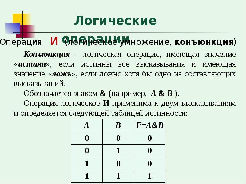 Алгебра логики информатика 8 класс