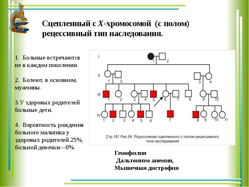 Составьте схемы четырех вариантов наследования аномального признака сцепленного с полом