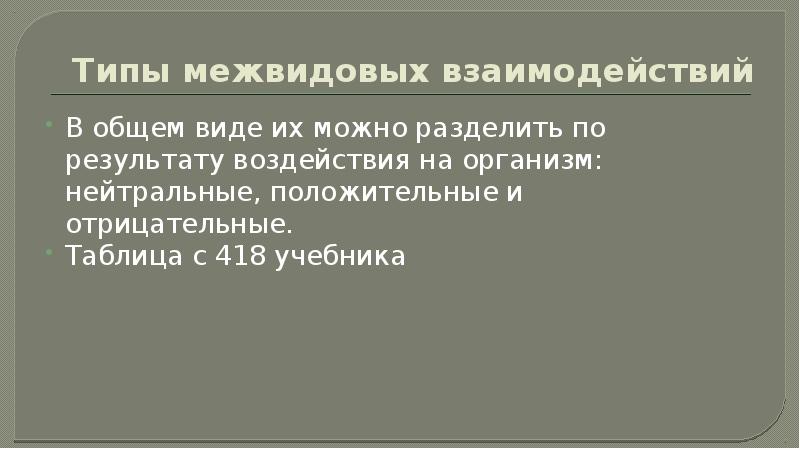 Межвидовые взаимоотношения презентация