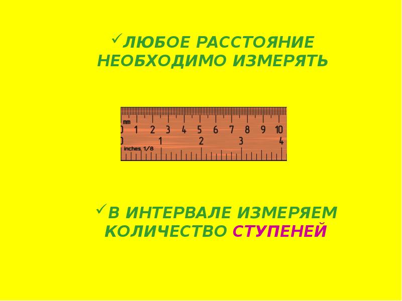 Любой расстояние. Линейка интервалов. Разработчик меряет линейкой пробелы. Измеряет расстояние музыкальным инструментом.