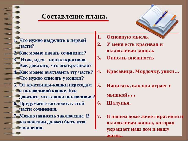 Описание книги план