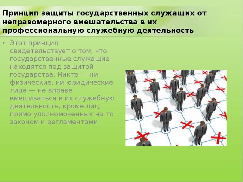 Принцип защиты государственных служащих от неправомерного вмешательства в их профессиональную служебную