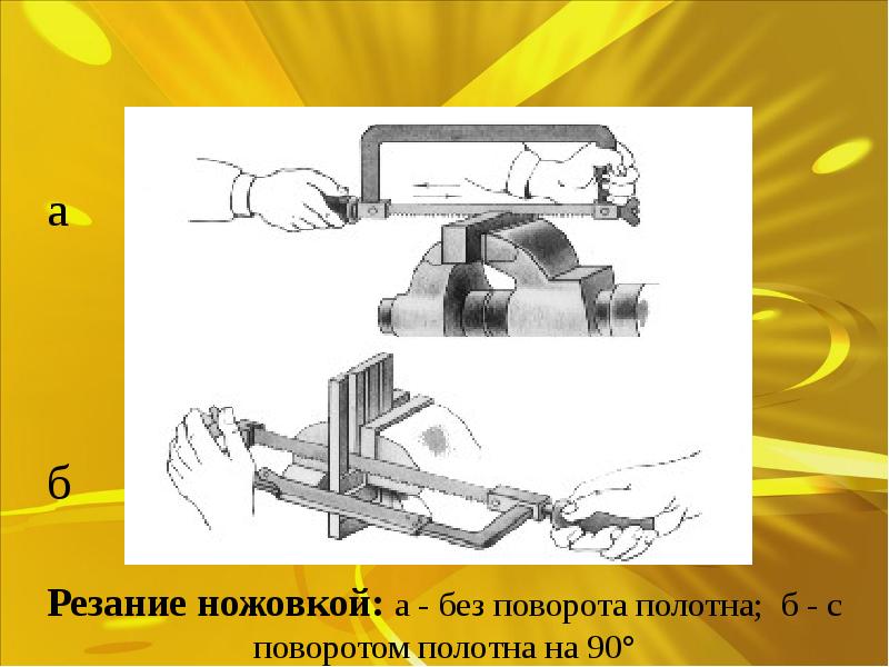 Резание металла и пластмасс слесарной ножовкой 6 класс презентация