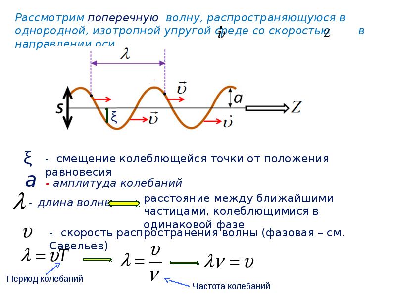 Какой вид волн имеет наименьшую длину. Длина волны период частота амплитуда фаза. Смещение точки от положения равновесия. Графики колебания и волны. Характеристики волны в физике.