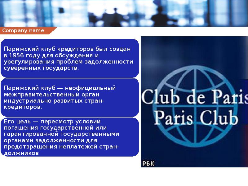 Реферат: Лондонский и Парижский клубы кредиторов