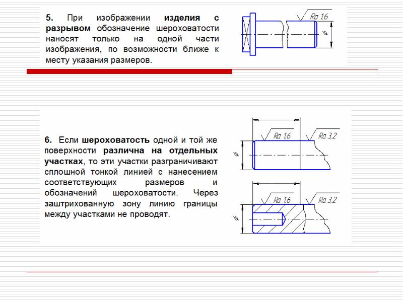 Диапазон шероховатости на чертеже