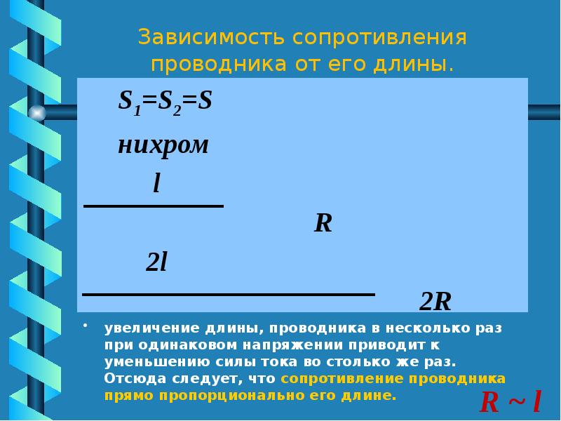 На рисунке показана зависимость сопротивления проводника длиной