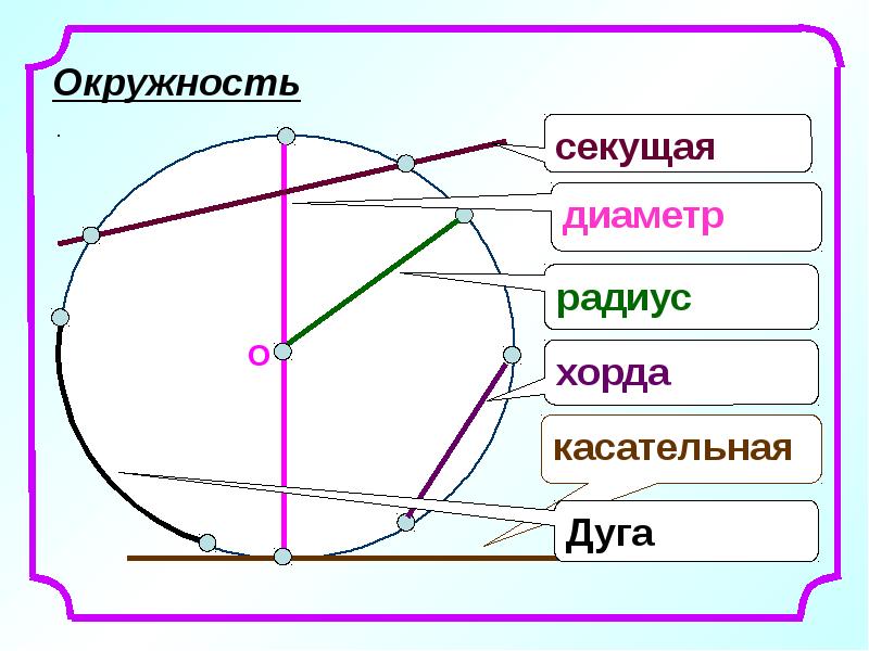 Центр радиус и диаметр. Окружность. Элементы круга и окружности. Окружность и ее элементы. Основные элементы окружности.