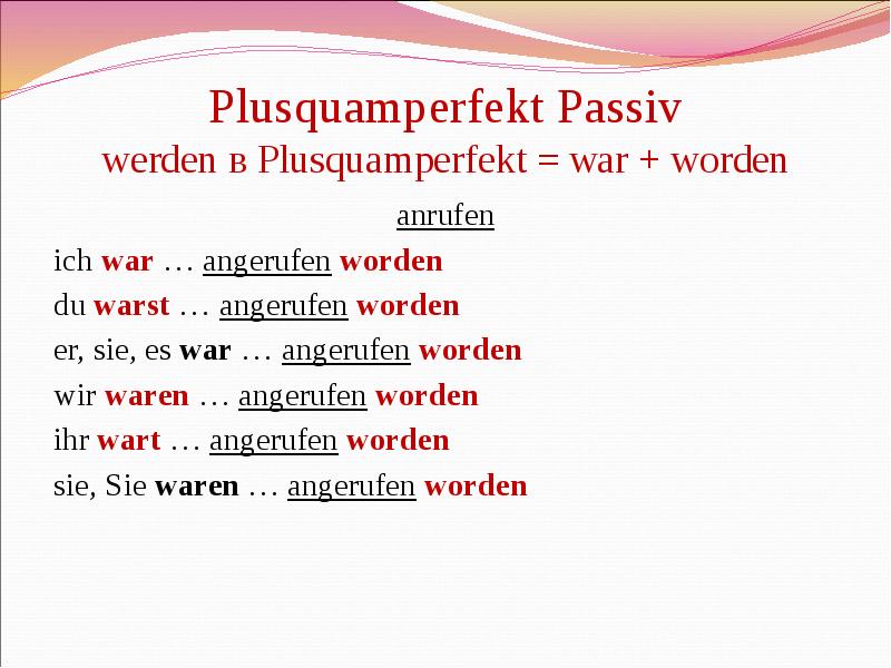 Plusquamperfekt в немецком языке презентация