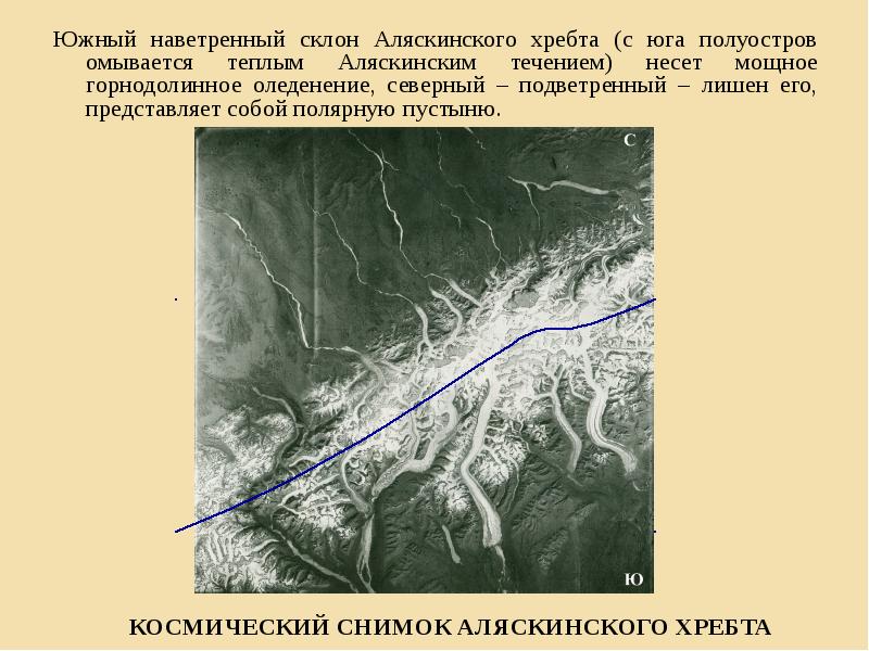 Южный наветренный склон Аляскинского хребта (с юга полуостров омывается теплым Аляскинским Южный наветренный склон Аляскинского хребта (с юга полуостров омывается теплым Аляскинским