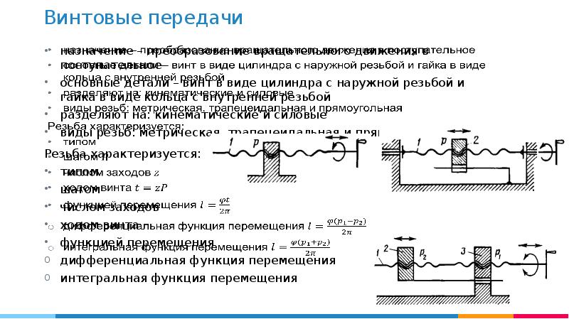 Расчет винтовой передачи. Кпд передачи винт-гайка. Передача винт гайка устройства и назначение достоинства и недостатки. Расчет винтовой передачи. Расчет винтовой передачи.