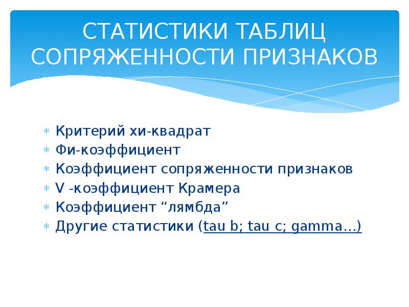 Критерий признак. Коэффициент сопряженности Крамера. Таблицы сопряженности коэффициент Крамера.