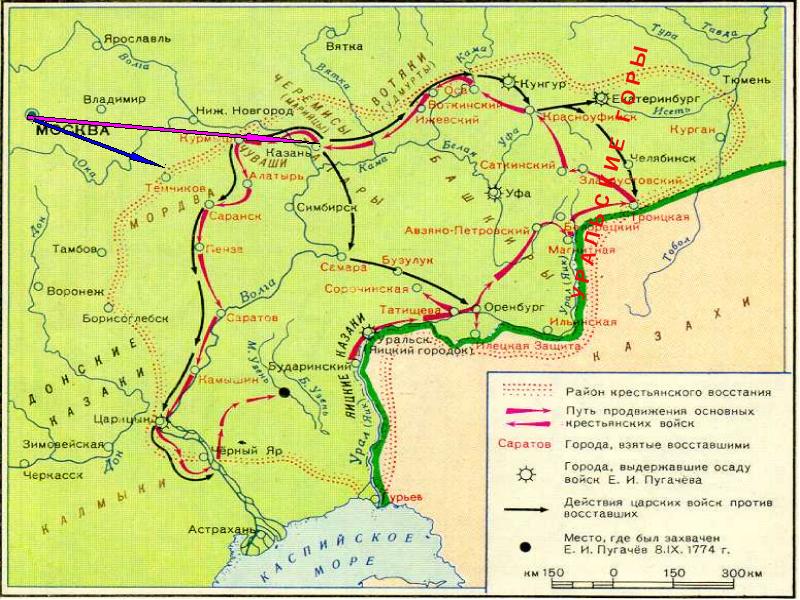 Карта крестьянской войны пугачева