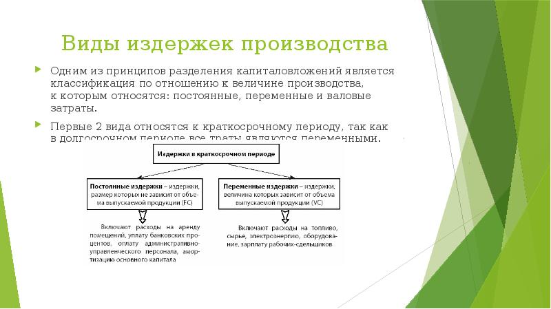 2 видов расходов. Принципы разделения видов издержек. 2) По отношению к величине производства.. Каков принцип деления ресурсов на постоянные и переменные. Виды издержек ИНЭК.