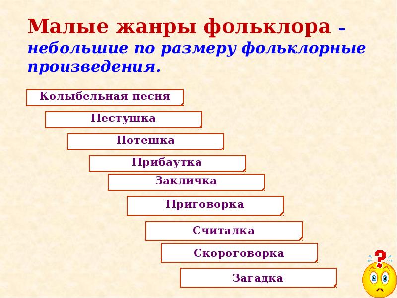 Малые жанры фольклора презентация