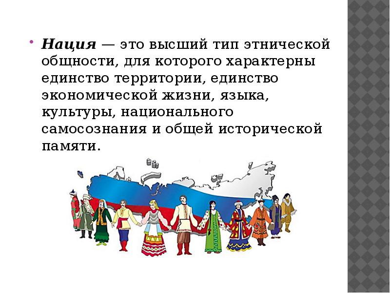 Укажите признаки нации как этнической общности