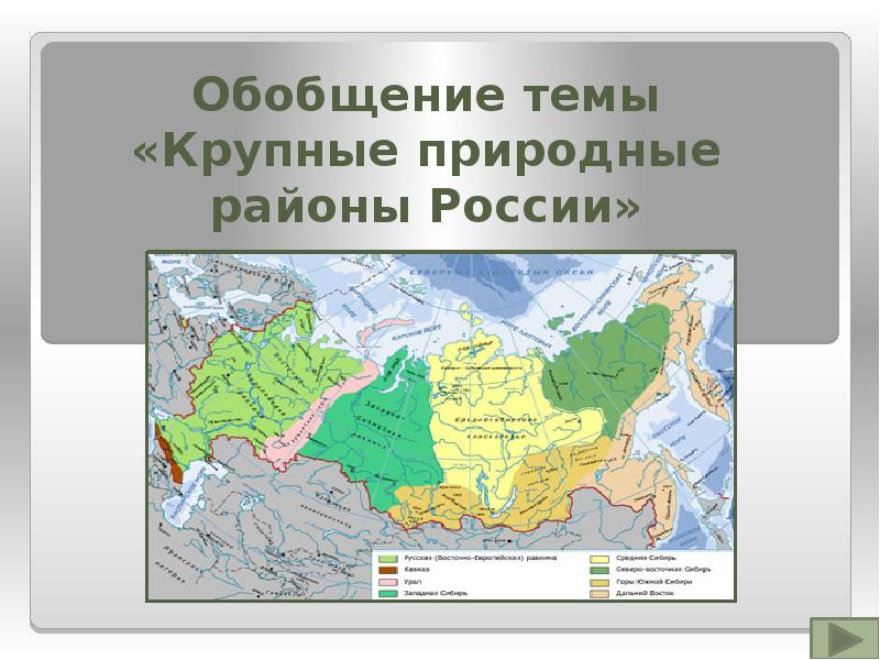 Крупные природные районы россии 8 класс