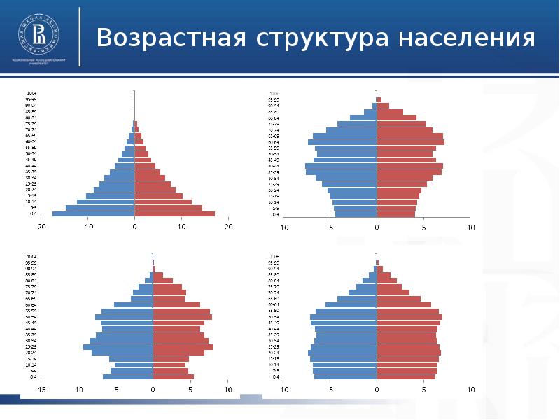 Предположи в какой стране возрастная структура очень схожа с той что представлена на рисунке