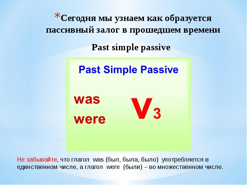 Past simple passive презентация