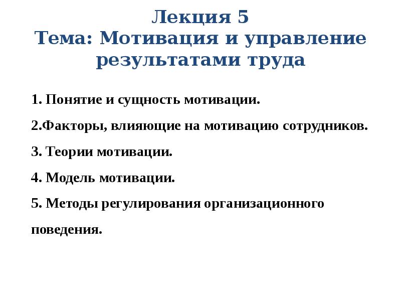 Реферат: Мотивация организационного поведения человека 2