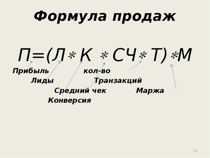 Прогноз продаж формула