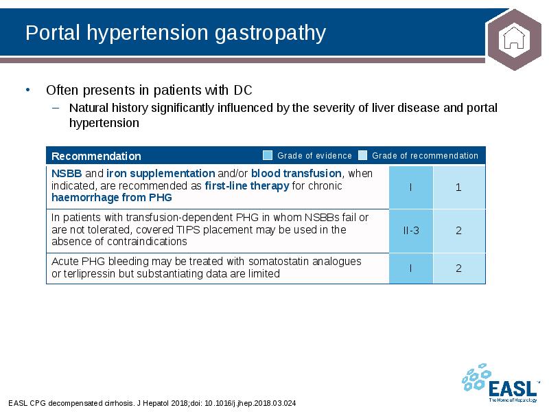 Portal hypertension gastropathy
EASL CPG decompensated cirrhosis. J Hepatol 2018;doi: 10.1016/j.jhep.2018.03.024 Portal hypertension gastropathy
EASL CPG decompensated cirrhosis. J Hepatol 2018;doi: 10.1016/j.jhep.2018.03.024
