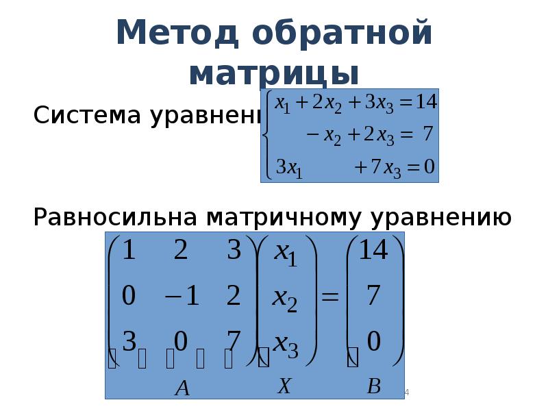 Матричное уравнение обратная матрица. Система линейных уравнений методом обратной матрицы. Метод обратной матрицы для решения систем линейных уравнений. Решение системы методом обратной матрицы. Матрицы метод обратной матрицы.