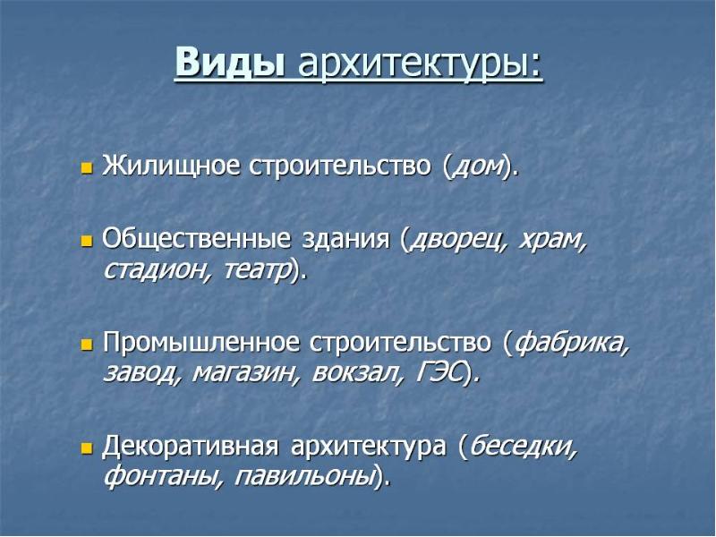 Виды архитектуры презентация