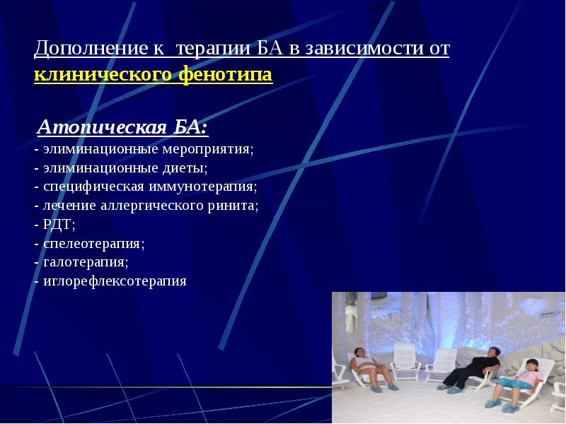 Дополнение к терапии БА в зависимости от клинического фенотипа Дополнение к