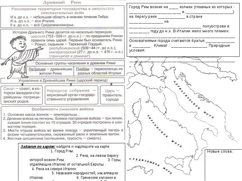 Контурная карта по истории древний рим 5 класс с ответами
