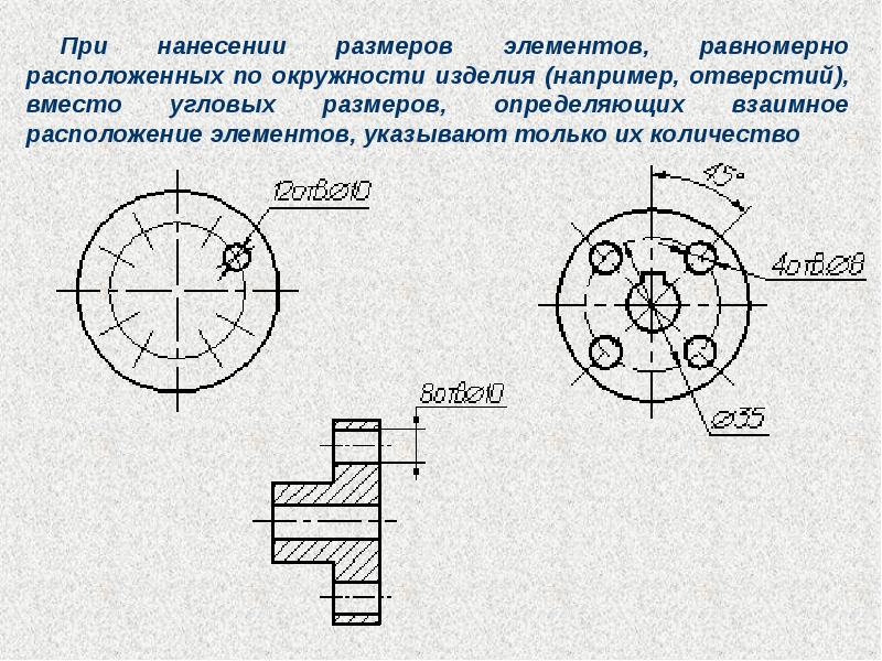 Группа отверстий на чертеже гост